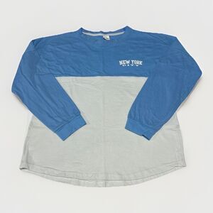 Bazaar Apparels New York City Colorblock Long Sleeve Shirt Womens XS White Blue